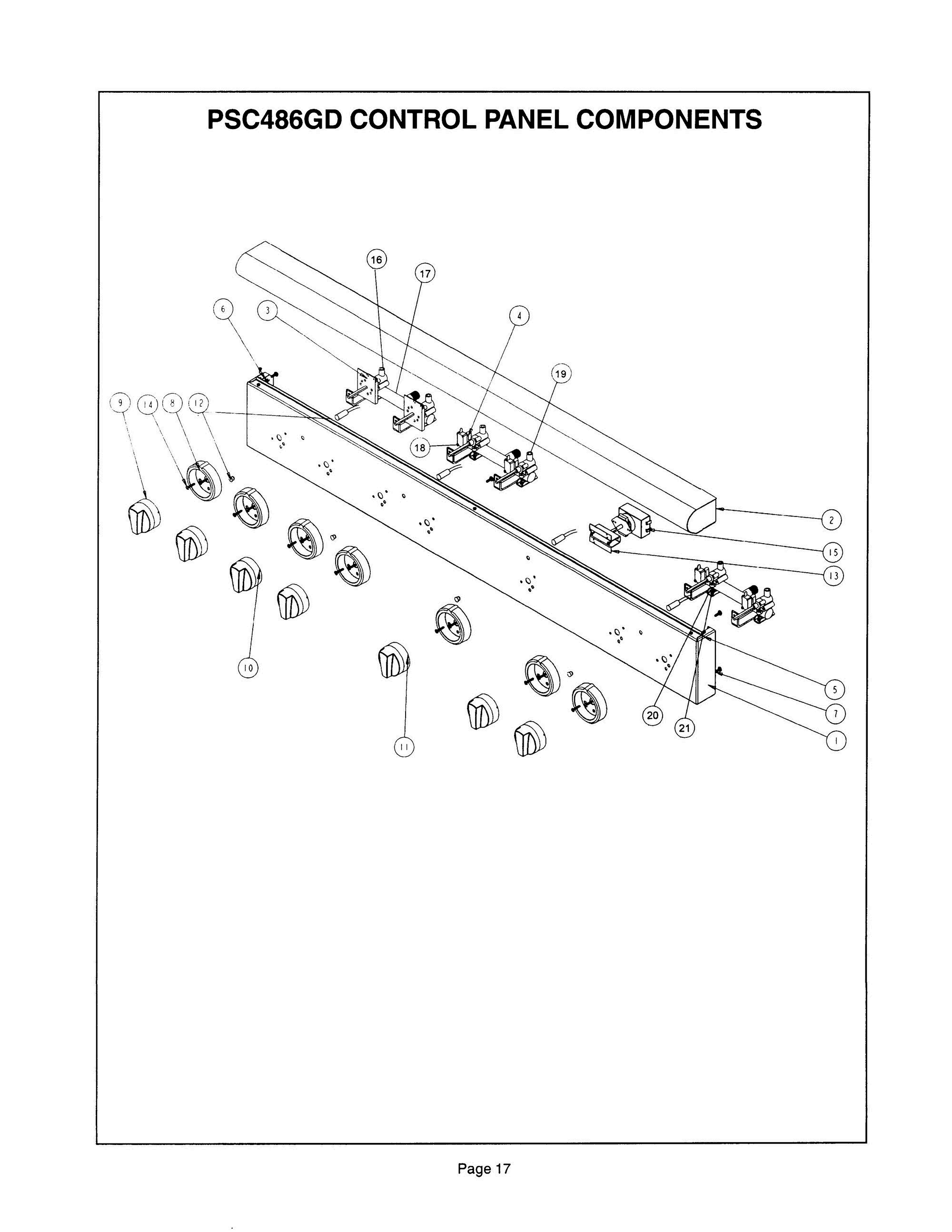 16 - PSC486GD CONTROL PANEL Diagram and Parts List for PSC366ZS  Bosch Cooktop