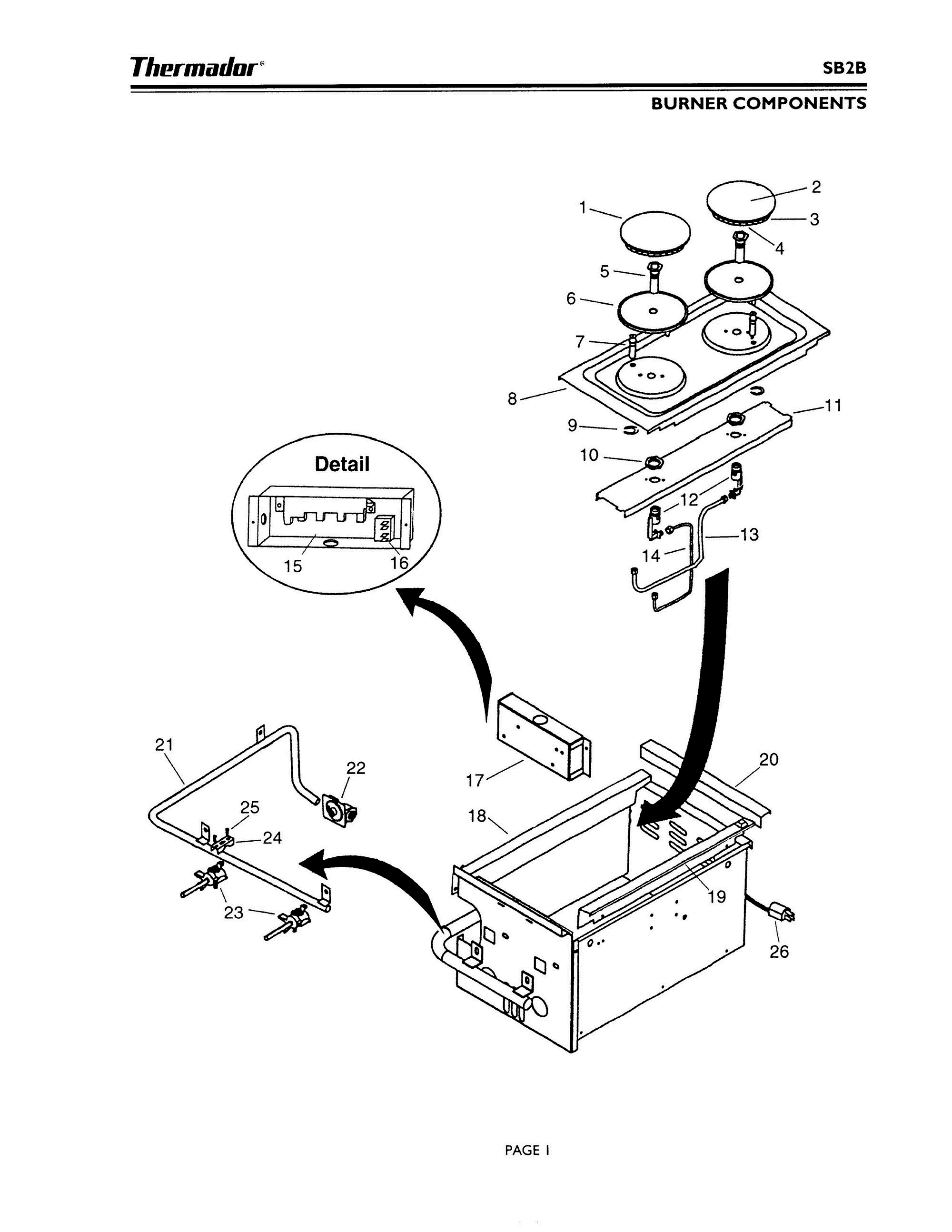 06 - INNER BURNER BOX Diagram and Parts List for SB2B  Bosch Range