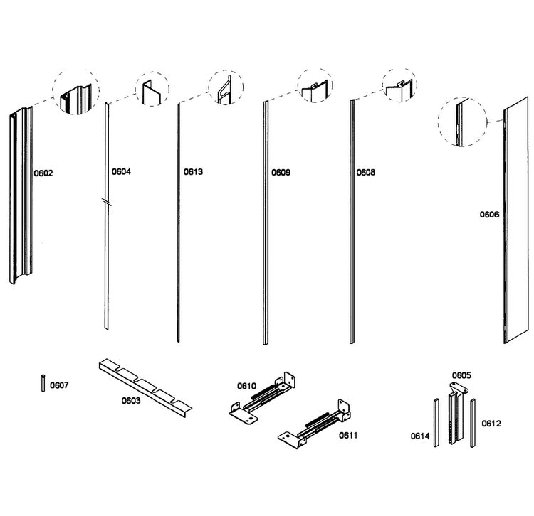Framing Diagram and Parts List for T24ID80NLP 16 Thermador Freezer