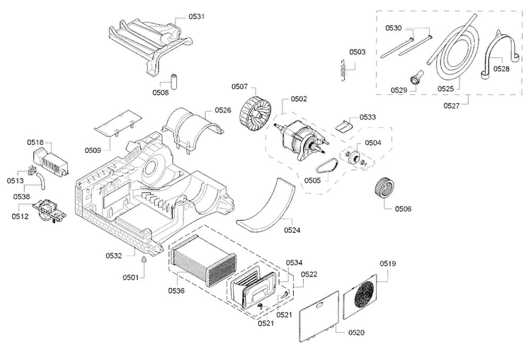Motor Diagram and Parts List for WTG86401UC 01 Bosch Dryer