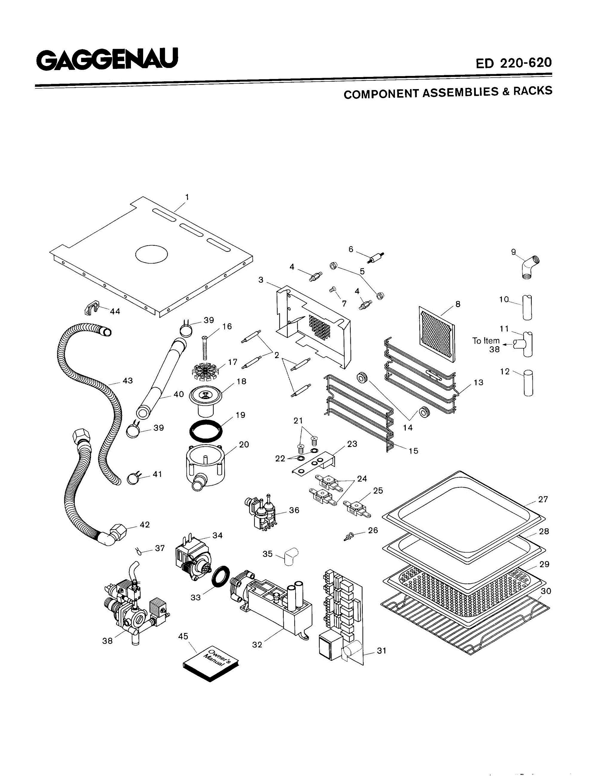 01 - COMPONENT ASSEMBLIES & RACKS Diagram and Parts List for ED220-620  Bosch Range