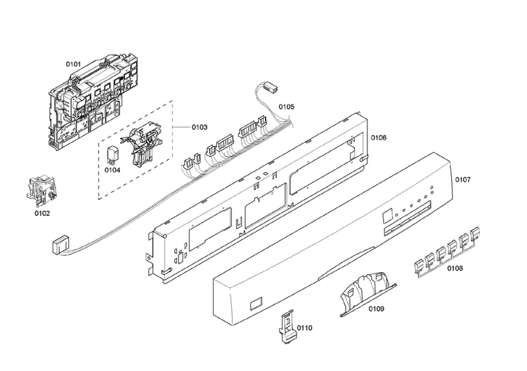 Control Panel Diagram and Parts List for SHE46C05UC 33 Bosch Dishwasher