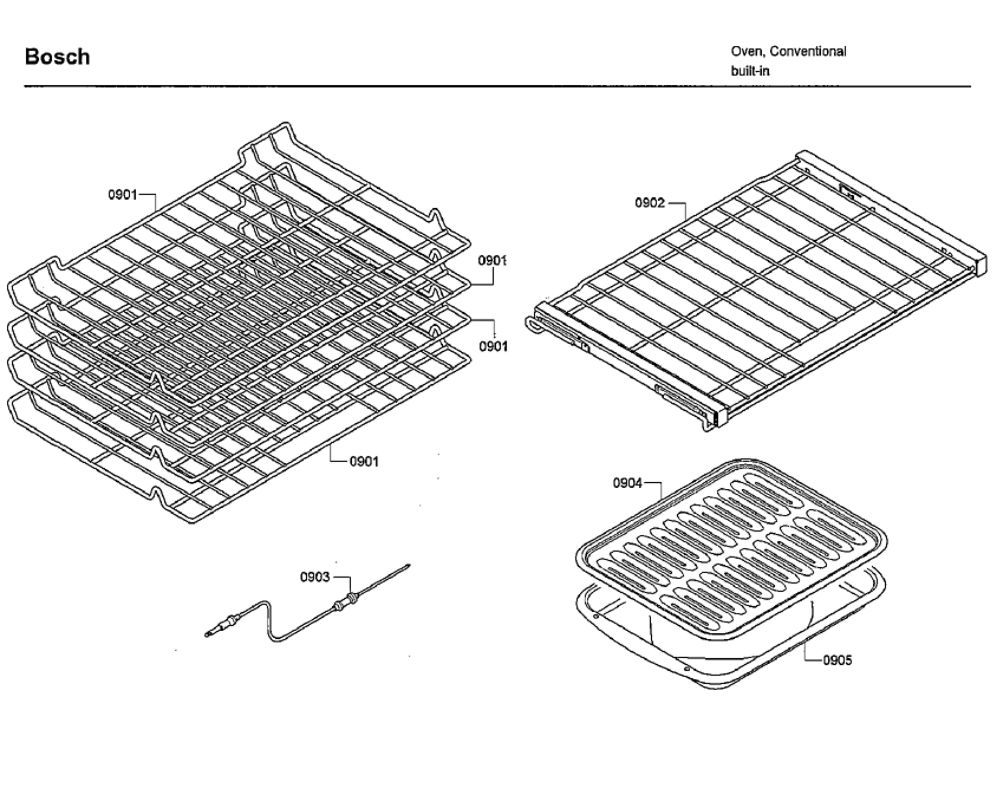 Rack Diagram and Parts List for HBLP651RUC 03 Bosch Wall Oven