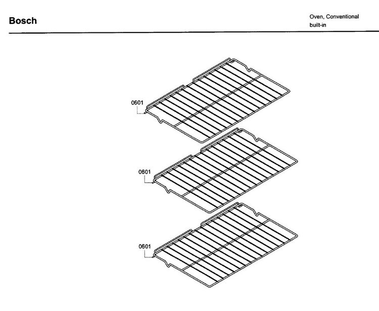 Rack Diagram and Parts List for HBL3460UC 09 Bosch Wall Oven