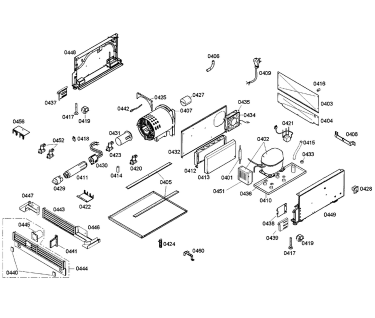 Compressor Diagram and Parts List for T18ID80NRP 48 Thermador Freezer