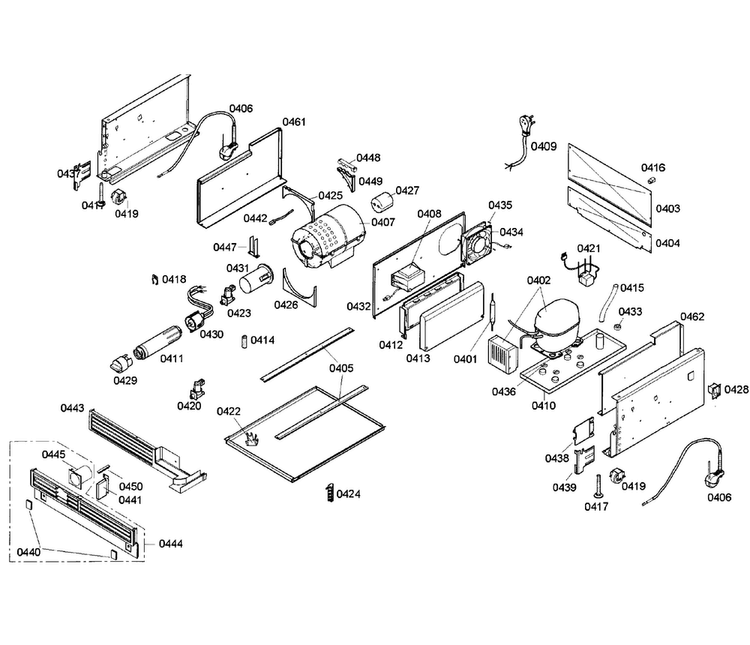 Compressor Diagram and Parts List for T24ID80NRP 05 Thermador Freezer