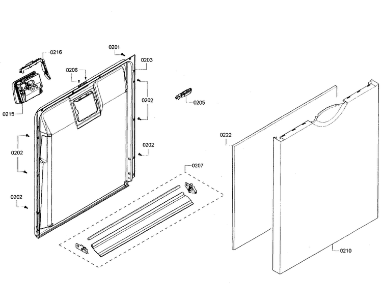 Door Assy Diagram and Parts List for SHE3AR52UC 06 Bosch Dishwasher
