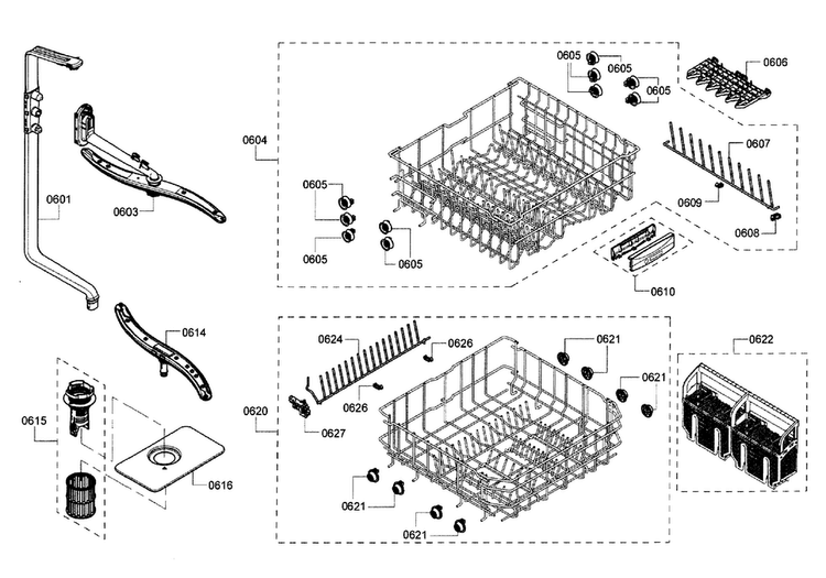 Rack Assy Diagram and Parts List for SHX3AR75UC 15 Bosch Dishwasher