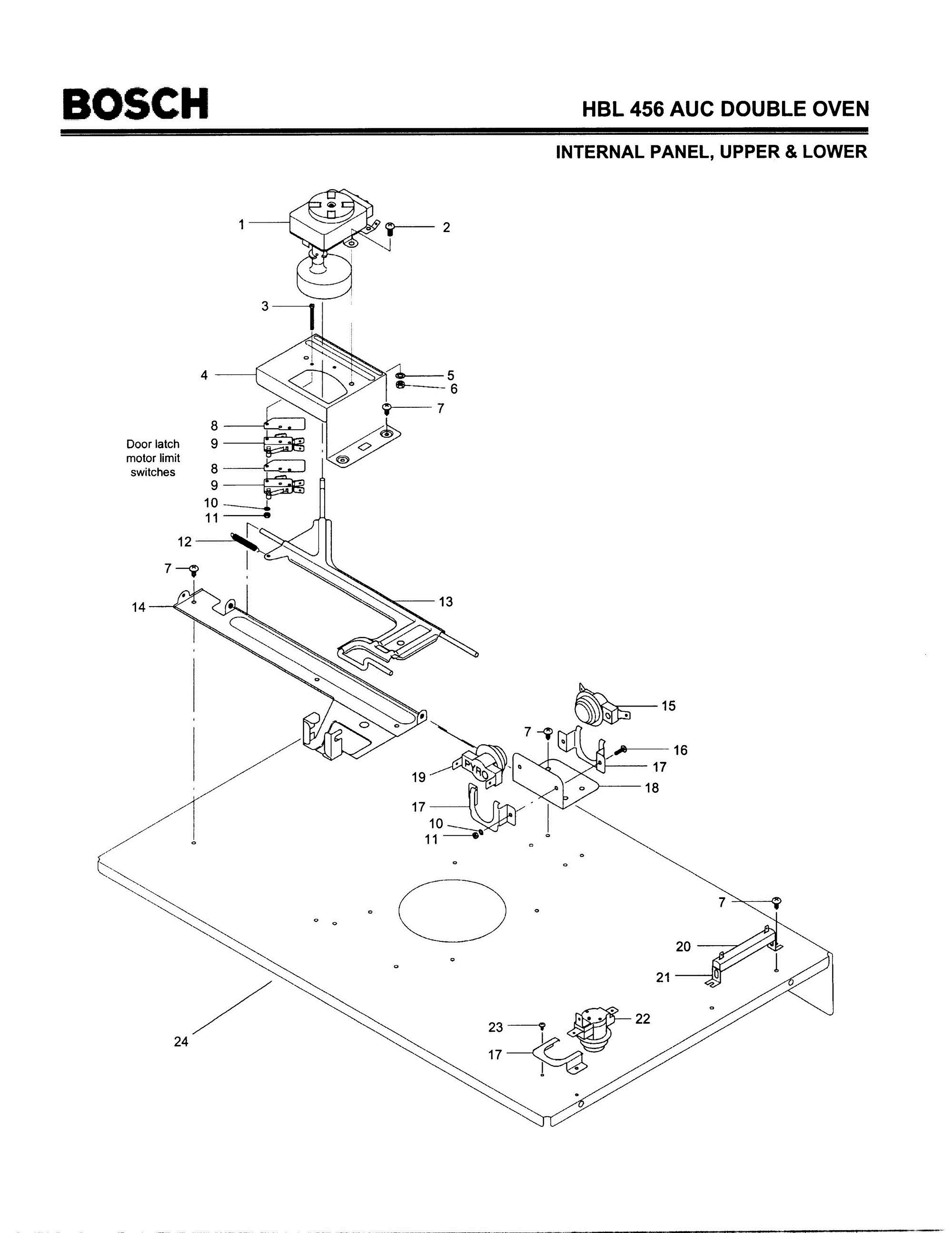 05 - INTERNAL PANEL, UPPER & LOWER Diagram and Parts List for HBL456AUC(FD8202-)  Bosch Wall Oven