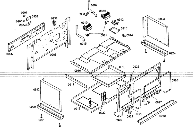 Mounting Diagram and Parts List for PRD486ELG01  Thermador Range