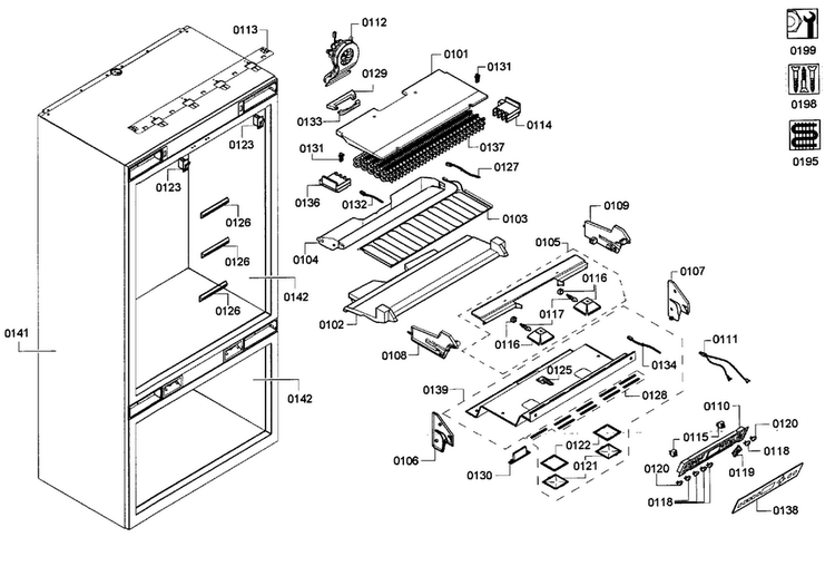 Cabinet 1 Assy Diagram and Parts List for T36IT71NNP 35 Thermador Refrigerator