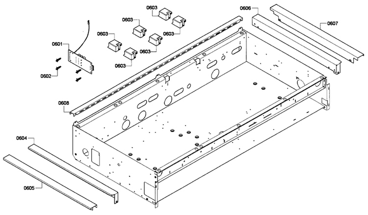Cabinet Diagram and Parts List for PCG486GD 02 Thermador Cooktop