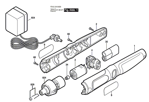 Bosch 2106to (F012210609) Diagram and Parts List for 2106TO F012210609 Bosch Screwdriver