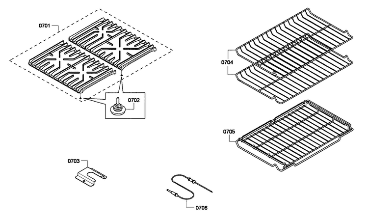 Grate/shelf Diagram and Parts List for HGS7282UC 06 Bosch Range
