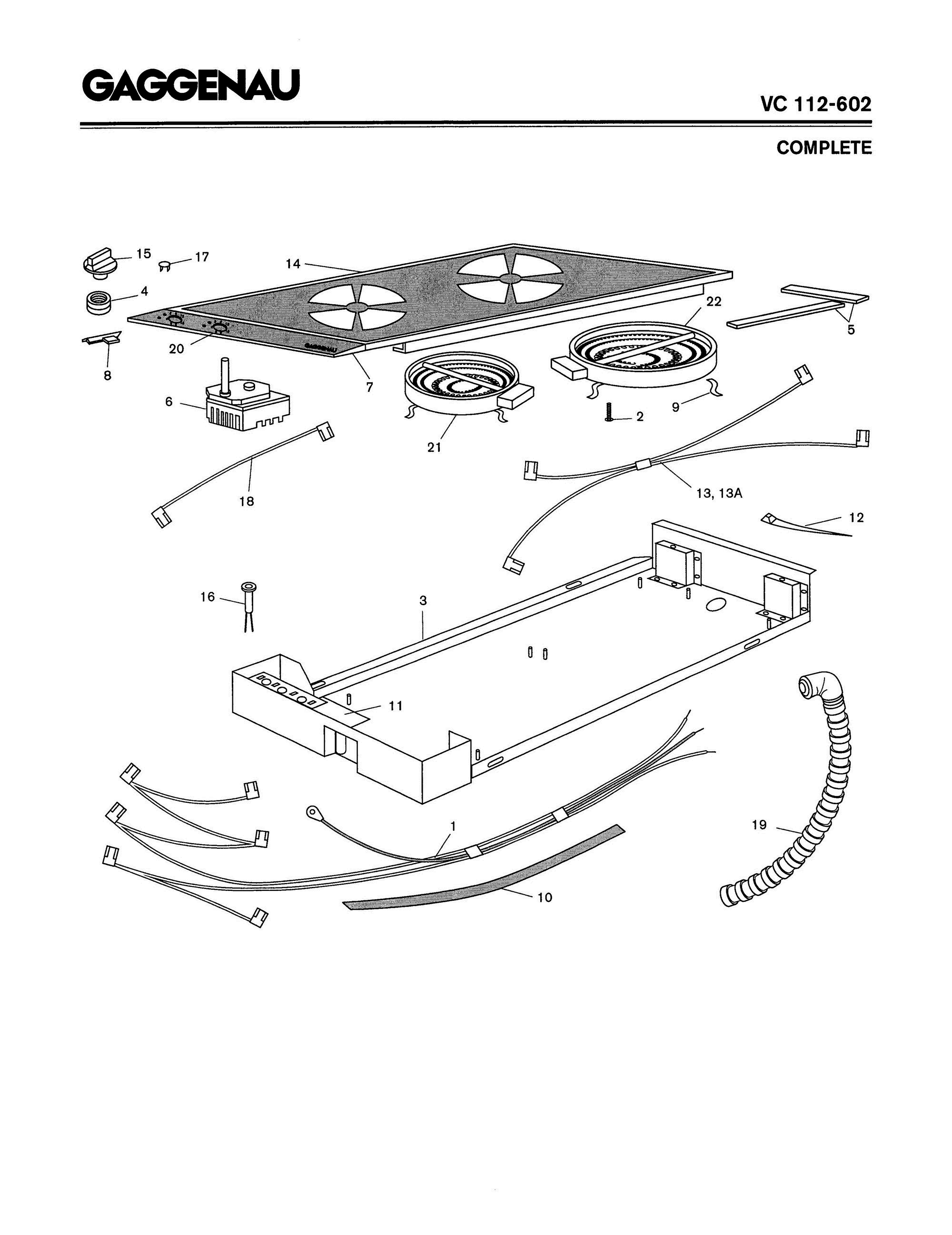01 - COMPLETE Diagram and Parts List for VC112-602  Bosch Range