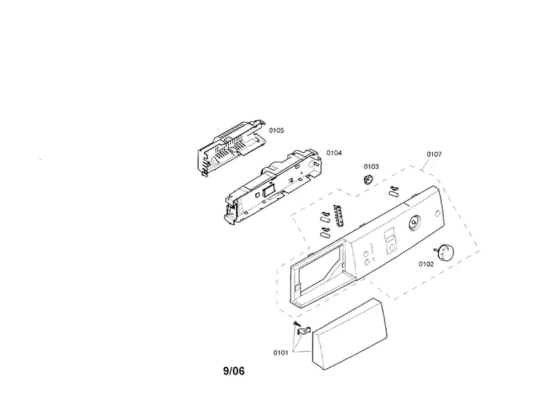 Facia Panel Diagram and Parts List for WTE86300US 01 Bosch Dryer