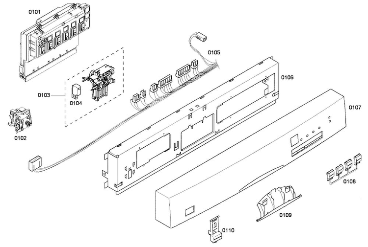 Control Panel Diagram and Parts List for SHE43F02UC 52 Bosch Dishwasher