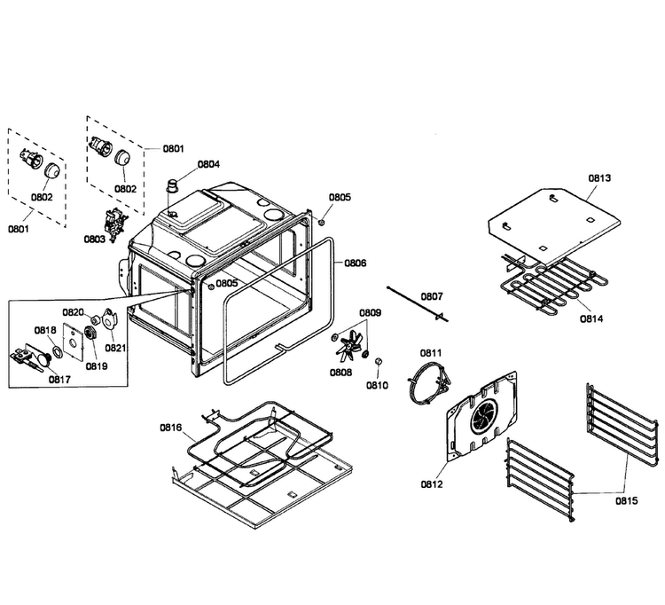 Oven Assy Diagram and Parts List for HBL5760UC 02 Bosch Microwave