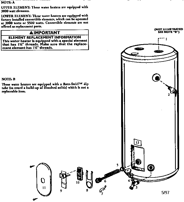 Replacement Parts Diagram and Parts List for 153328260  Kenmore Water Heater