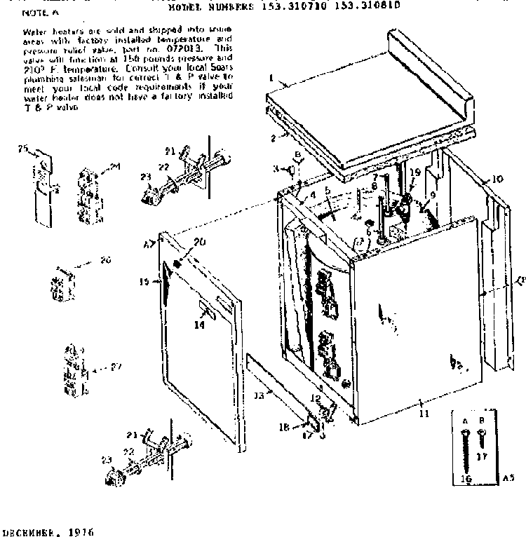 Replacement Parts Diagram and Parts List for 153310710  Kenmore Water Heater