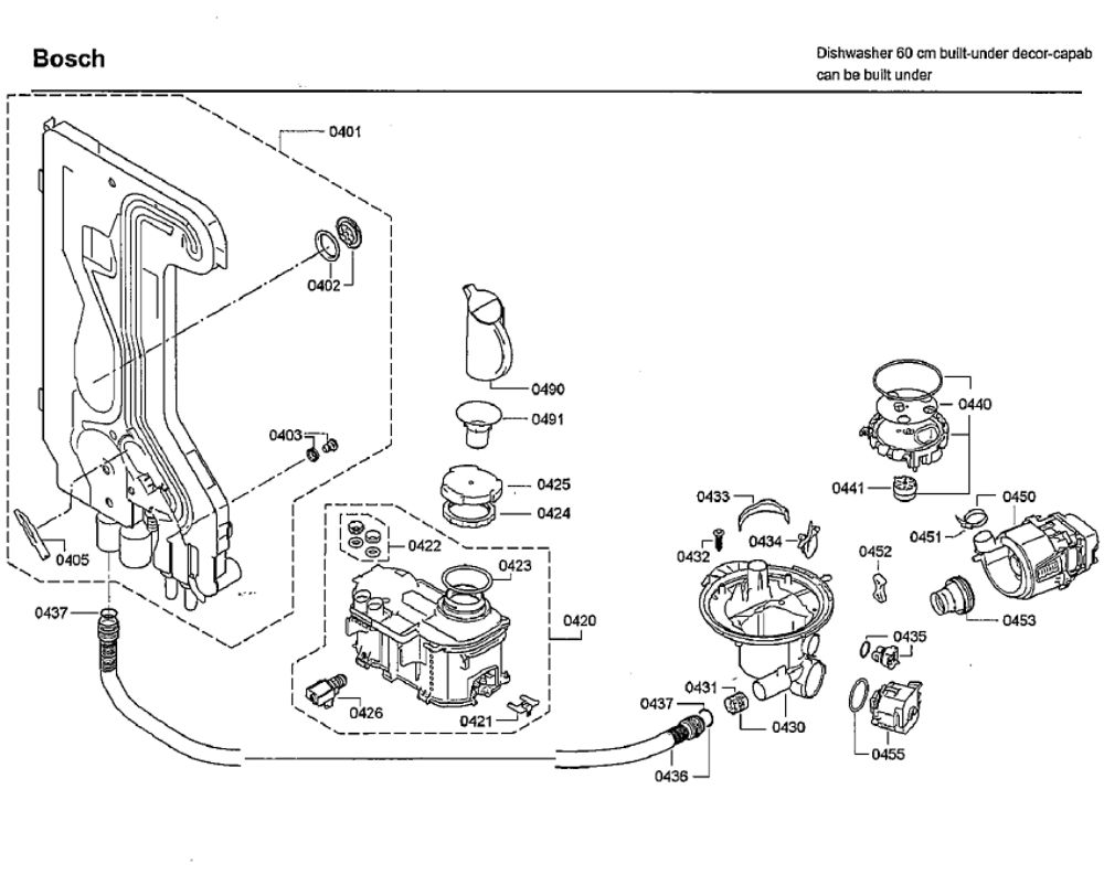 Pump Diagram and Parts List for SHE9PT55UC D5 Bosch Dishwasher