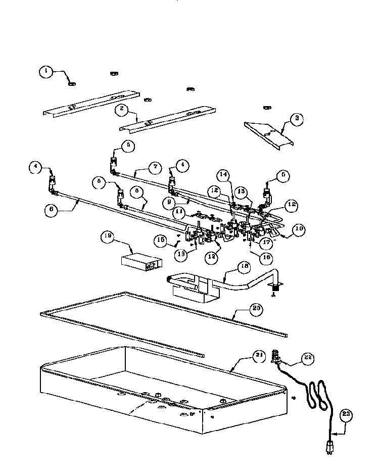 Gas And Electric Components Diagram and Parts List for SGC365RB  Thermador Cooktop