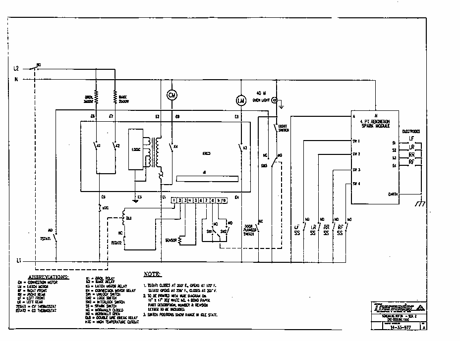Schematic Diagram and Parts List for RDF30RS 9707 & UP Thermador Range