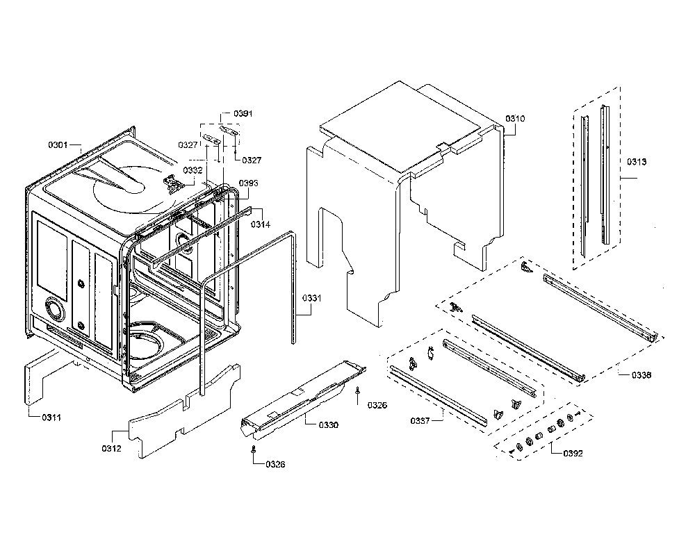 Tub Diagram and Parts List for SHS863WD6N 10 Bosch Dishwasher