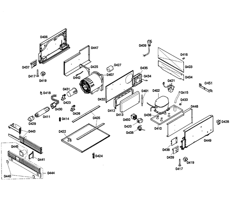Compressor Diagram and Parts List for T24IF70NSP 37 Thermador Freezer
