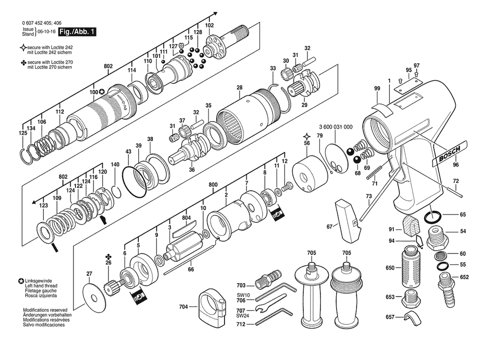 Section 1 Diagram and Parts List for 0607452405  Bosch Screwdriver