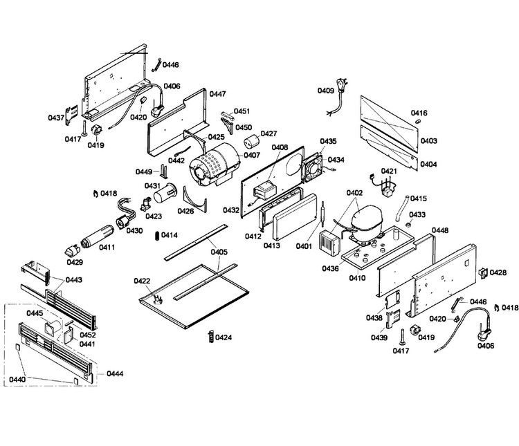 Compressor Diagram and Parts List for T24IF70NSP 05 Thermador Freezer