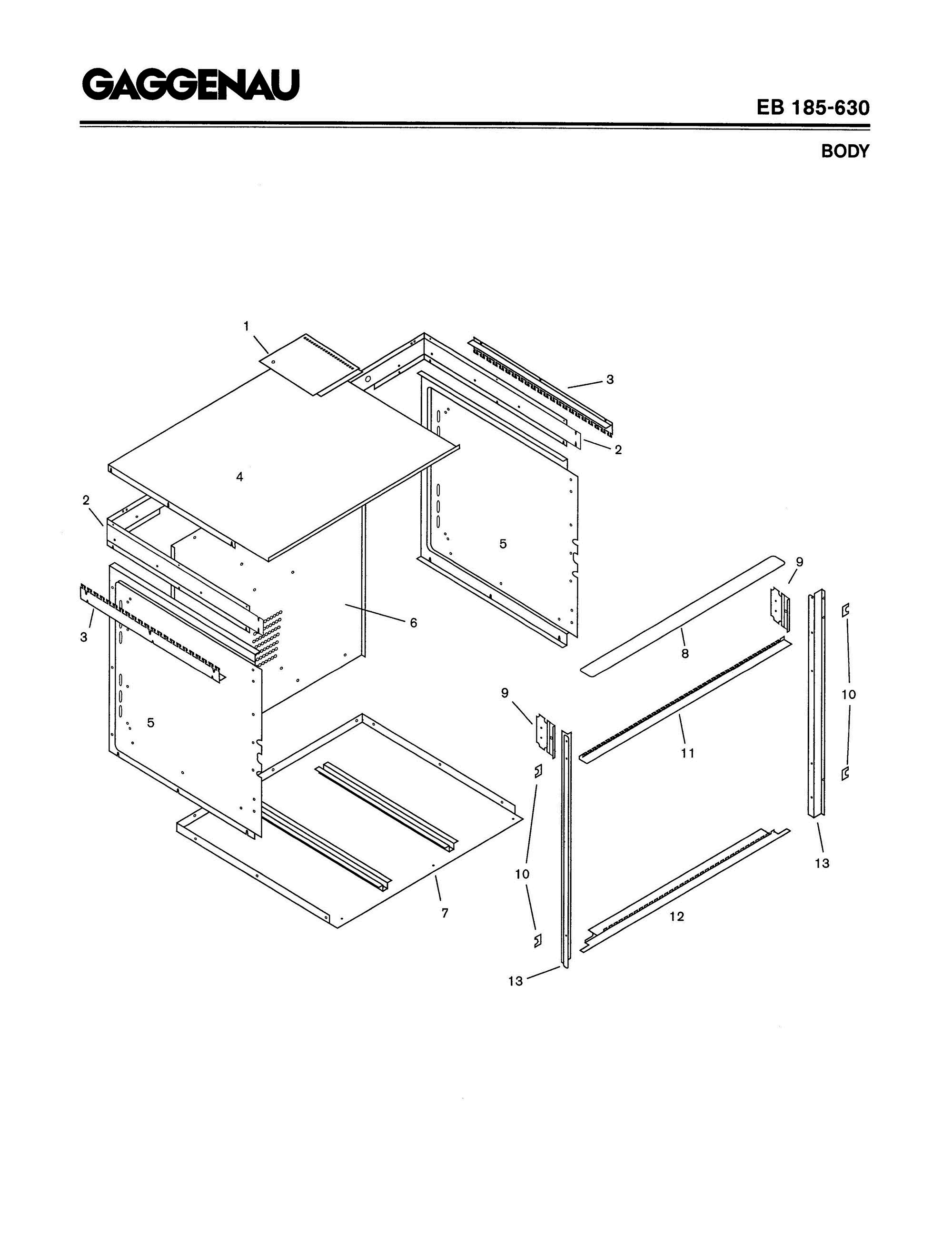 01 - BODY Diagram and Parts List for EB185-630  Bosch Range