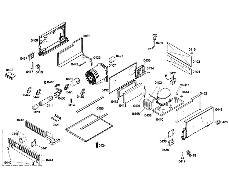 Compressor Diagram and Parts List for T24ID80NRP 32 Thermador Freezer