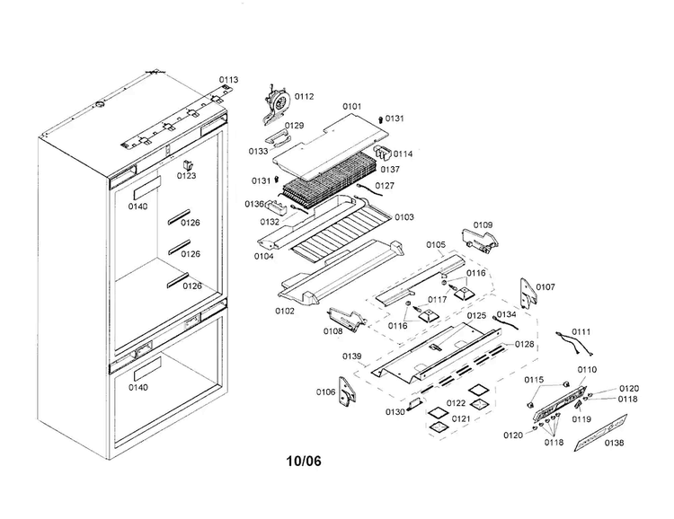 Refrigerator Section Diagram and Parts List for T36IB70NSP 04 Thermador Refrigerator