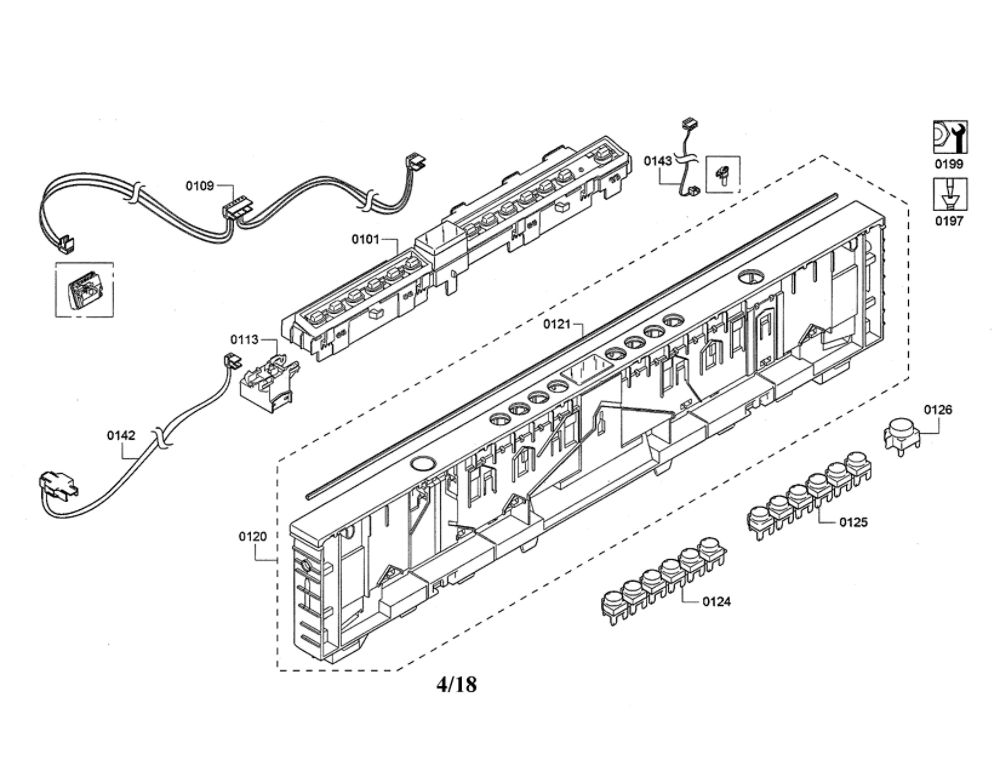 Facia Panel/Controller Unit Diagram and Parts List for DWHD440MFP 08 Thermador Dishwasher