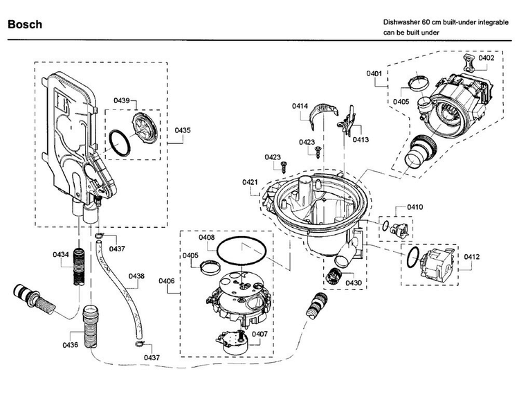 Pump Diagram and Parts List for SHX65T55UC 09 Bosch Dishwasher