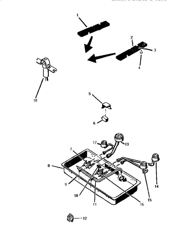 Burners Diagram and Parts List for GCV36  Thermador Cooktop