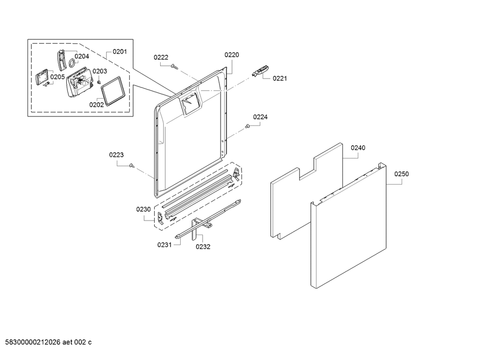 Diagram 7 Diagram and Parts List for SHEM78WH5N-32  Bosch Dishwasher