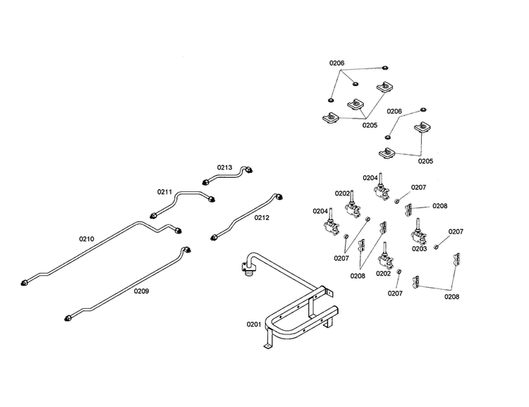 Manifold/valve/tubing Diagram and Parts List for NGT942UC 01 Bosch Cooktop