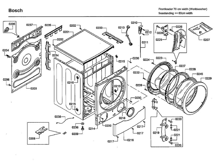 Frame Diagram and Parts List for WFVC544CUC 22 Bosch Washer