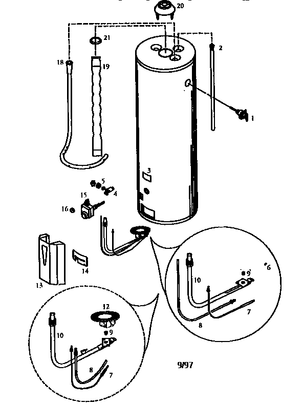 50 Gallon High Altitude Diagram and Parts List for 153338112  Kenmore Water Heater