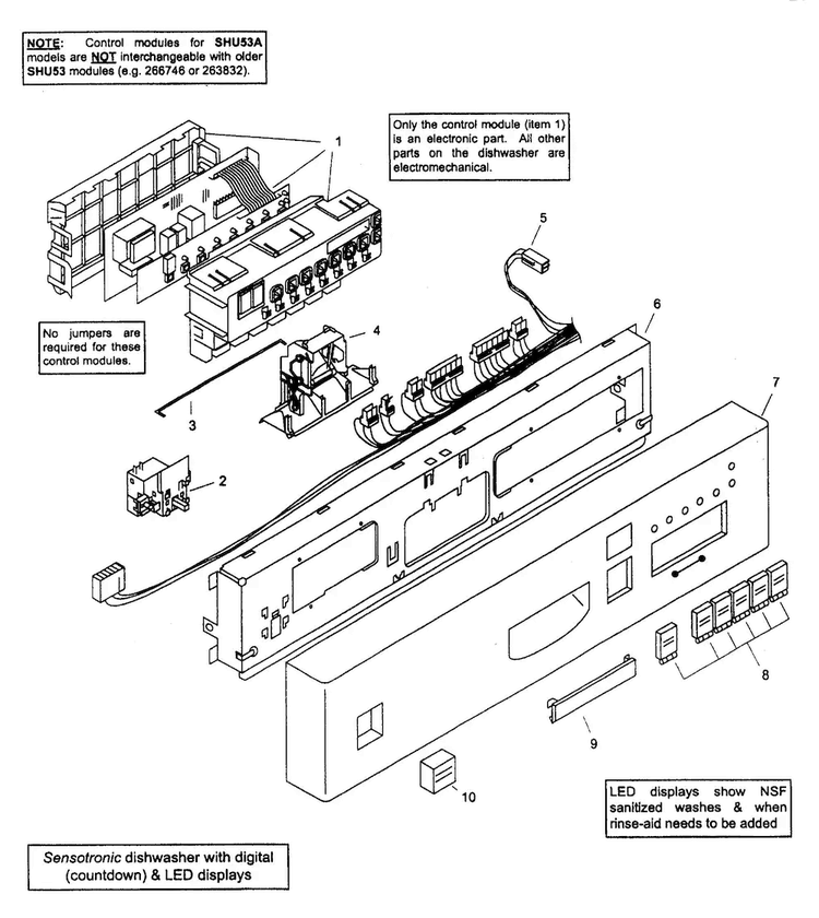 Fascia Panel Diagram and Parts List for SHU53A02UC 14 Bosch Dishwasher