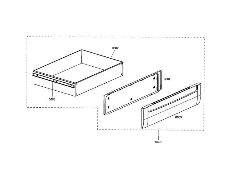Drawer Diagram and Parts List for HDS7052U 01 Bosch Range