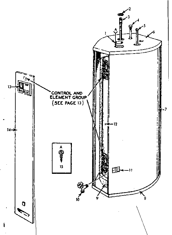 Non-functional Replacement Parts Diagram and Parts List for 153329210  Kenmore Water Heater