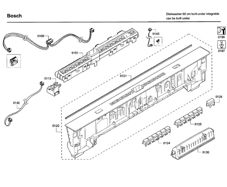 Control Panel Diagram and Parts List for SHP65T56UC 02 Bosch Dishwasher