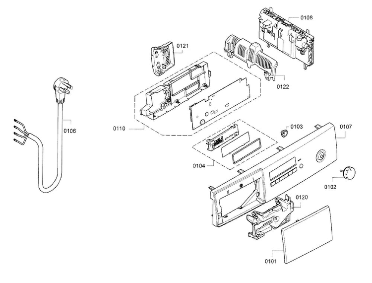 Control Panel Diagram and Parts List for WTB86201UC 02 Bosch Dryer
