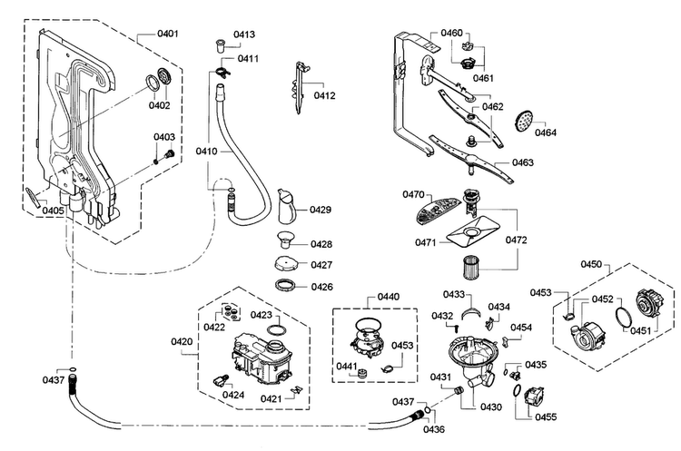 Pump Diagram and Parts List for SGE53U56UC A3 Bosch Dishwasher