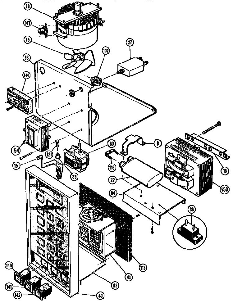 Microwave Power Section Diagram and Parts List for MTR217  Thermador Microwave