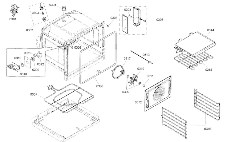 Top Oven Parts Diagram and Parts List for MED272ES01  Thermador Wall Oven