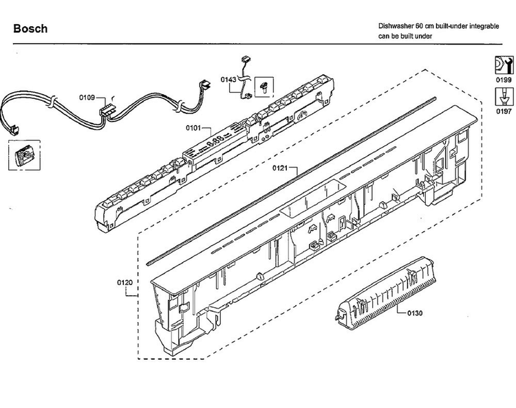 Control Panel Diagram and Parts List for SHXM78W56N 01 Bosch Dishwasher